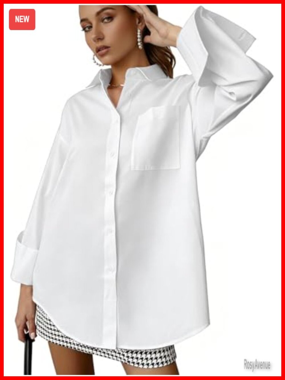 Oversized Collar Button Down Long Sleeve Work Blouse Top